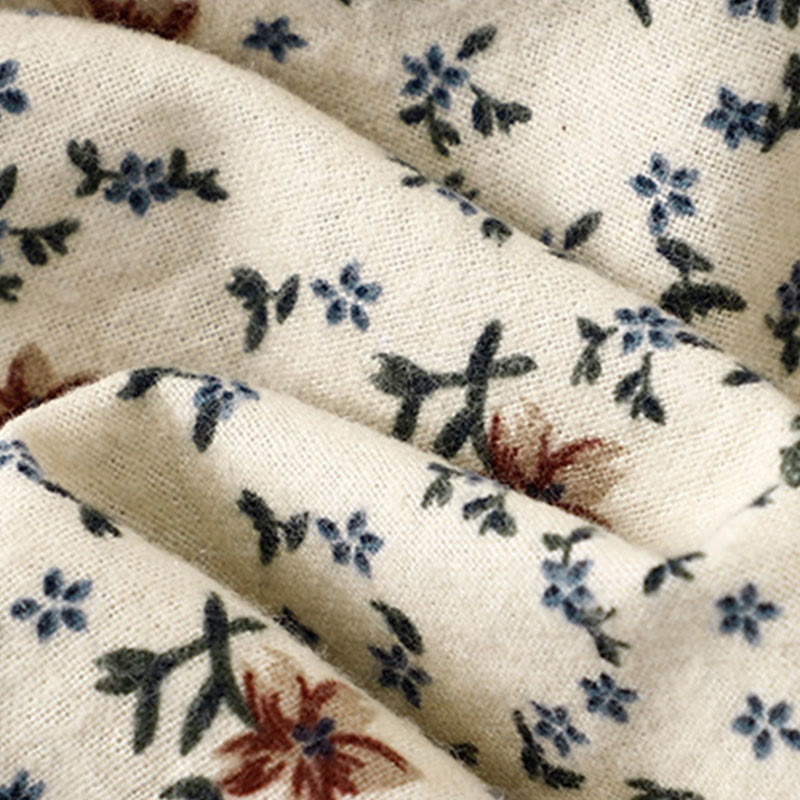 Chemise décontractée à col ras du cou en coton et lin pour femme, motif floral Buddha Stones - image 5