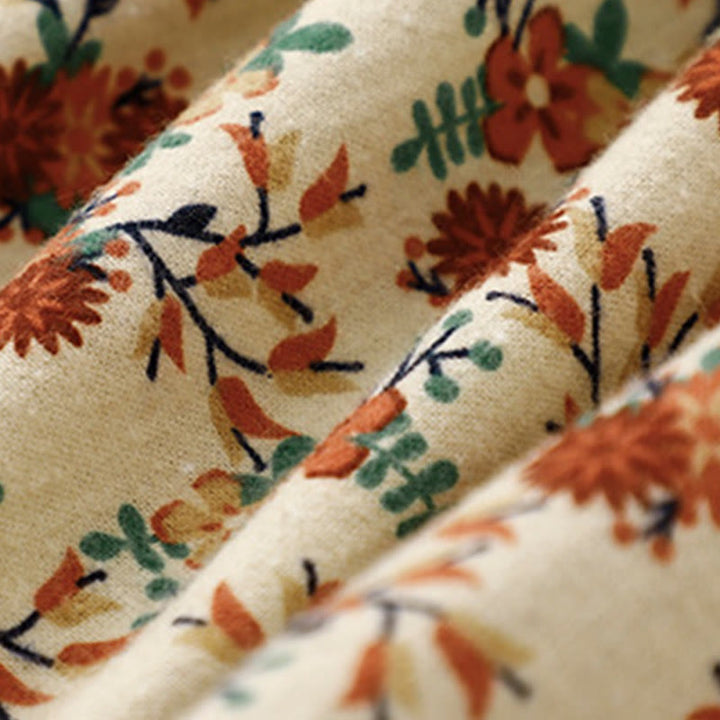 Chemise décontractée à col ras du cou en coton et lin pour femme, motif floral Buddha Stones - image 15