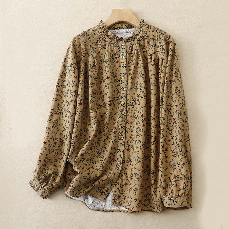 Chemise décontractée à col ras du cou en coton et lin pour femme, motif floral Buddha Stones - Pérou - US14，UK/AU18，EU46 (2XL) - image 17