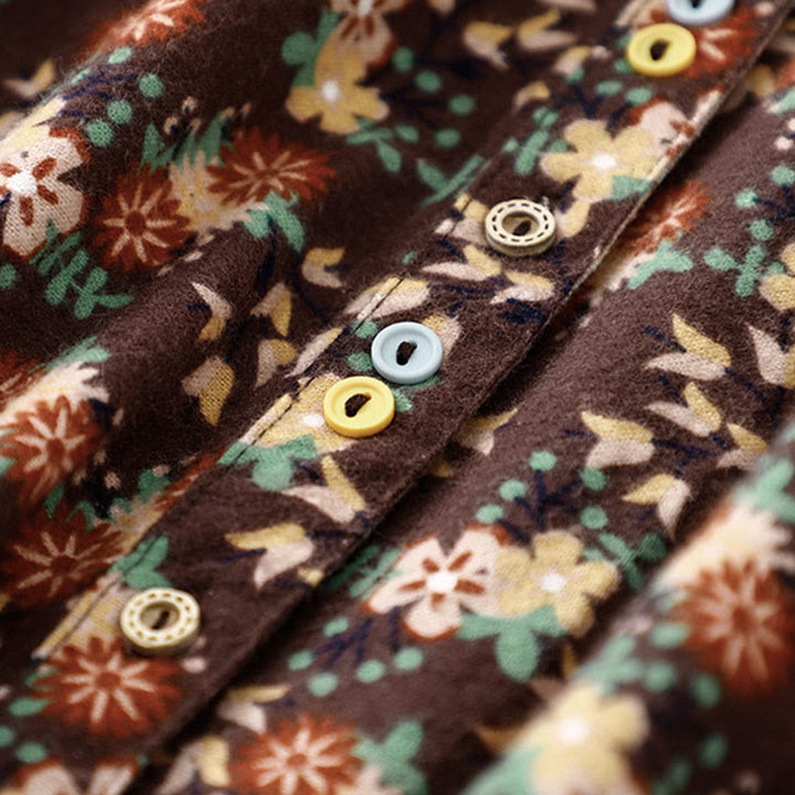 Chemise décontractée à col ras du cou en coton et lin pour femme, motif floral Buddha Stones - image 25