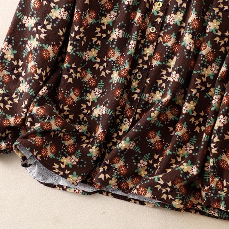 Chemise décontractée à col ras du cou en coton et lin pour femme, motif floral Buddha Stones - image 26