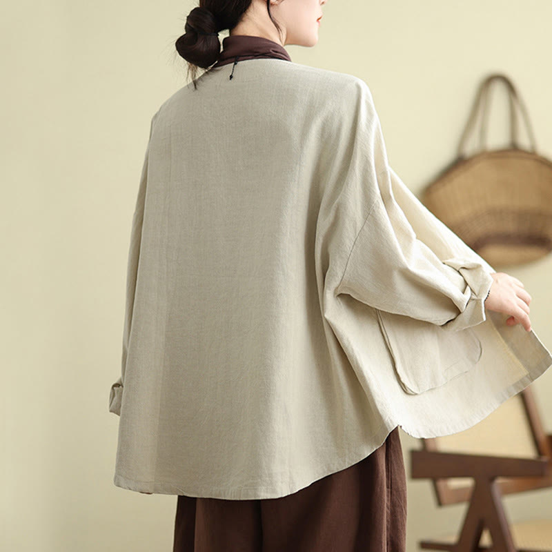 Veste en coton et lin à manches longues pour femme, motif Buddha Stones, avec poches - image 7