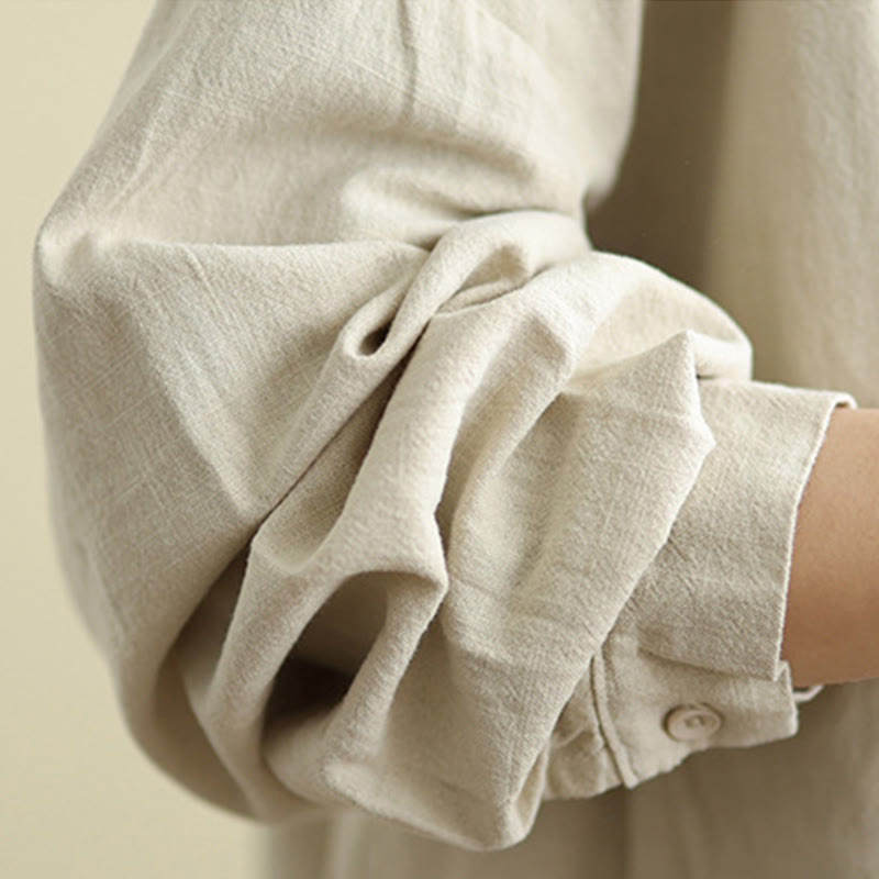 Veste en coton et lin à manches longues pour femme, motif Buddha Stones, avec poches - image 5
