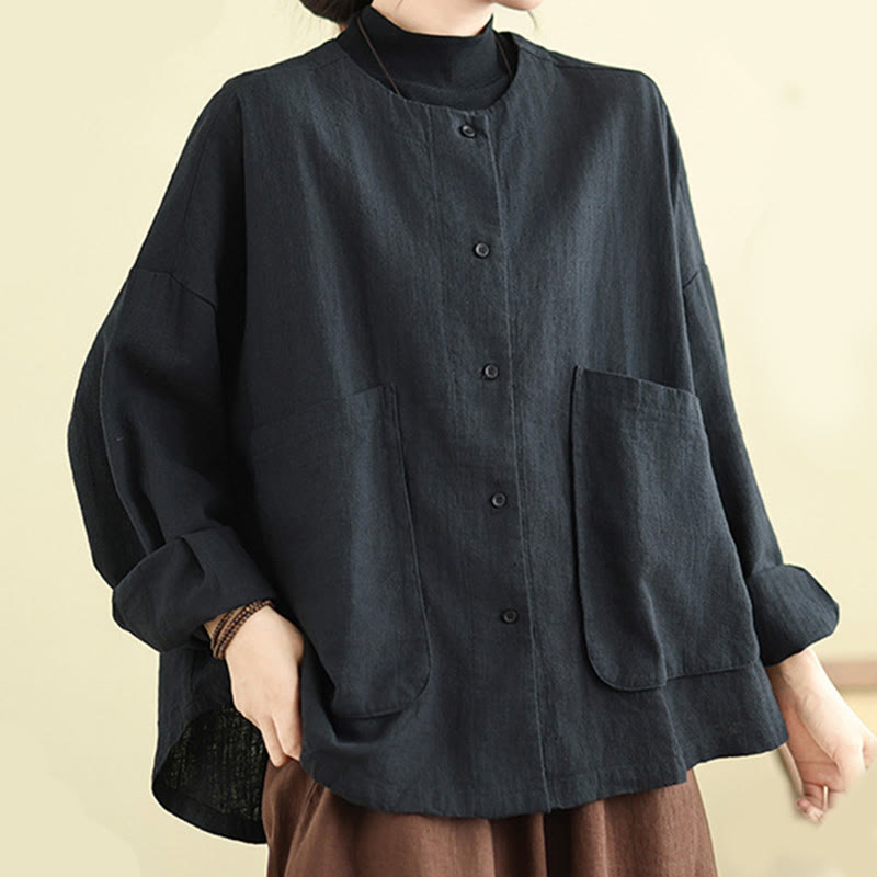 Veste en coton et lin à manches longues pour femme, motif Buddha Stones, avec poches - image 17