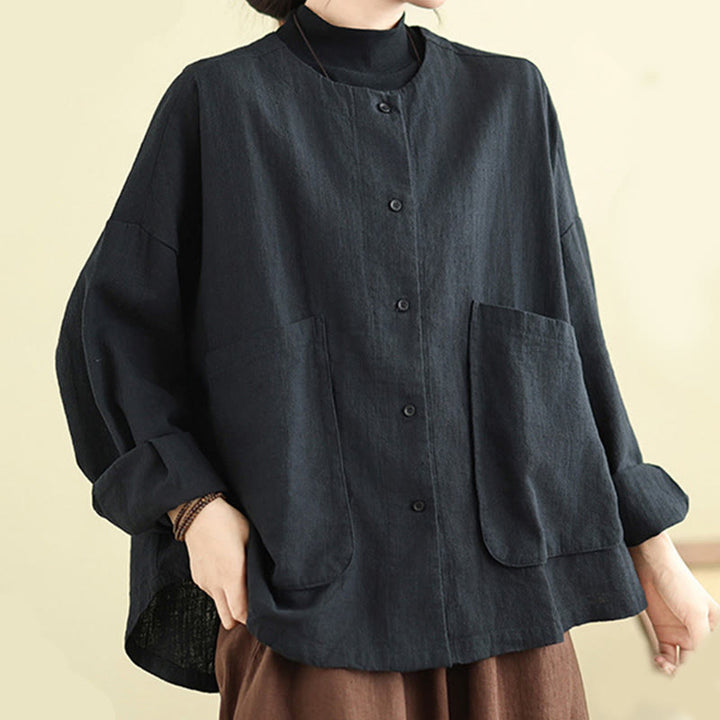 Veste en coton et lin à manches longues pour femme, motif Buddha Stones, avec poches - image 17