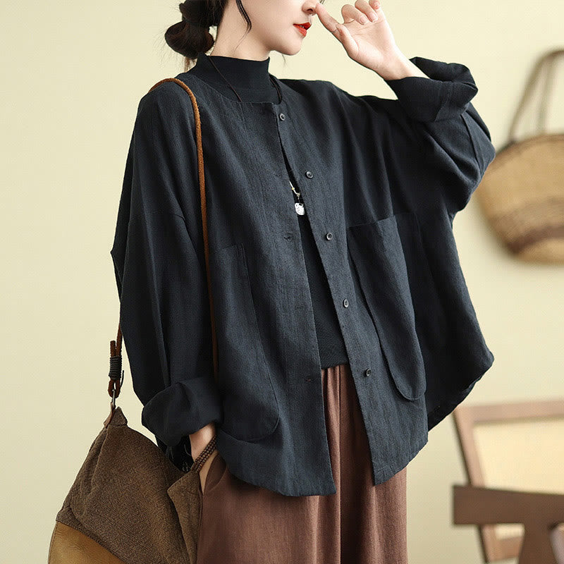 Veste en coton et lin à manches longues pour femme, motif Buddha Stones, avec poches - image 15