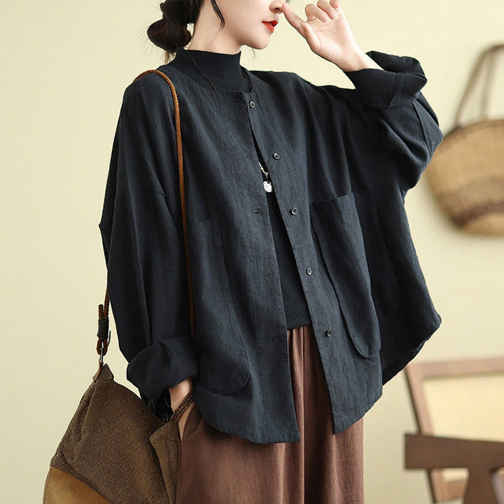 Veste en coton et lin à manches longues pour femme, motif Buddha Stones, avec poches - image 15
