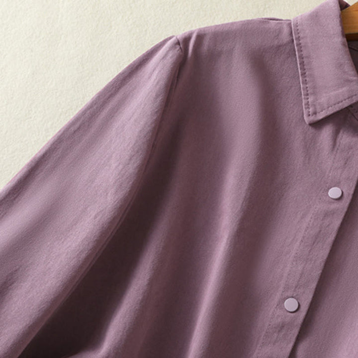 Veste en coton à col montant et boutons unis pour femme Buddha Stones - image 6