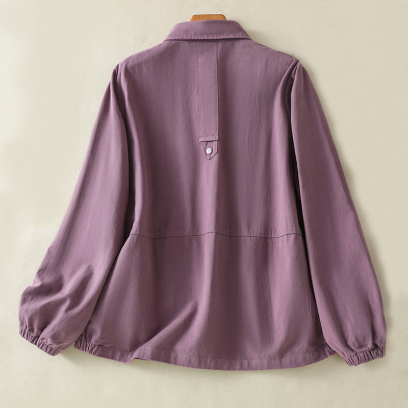 Veste en coton à col montant et boutons unis pour femme Buddha Stones - image 2