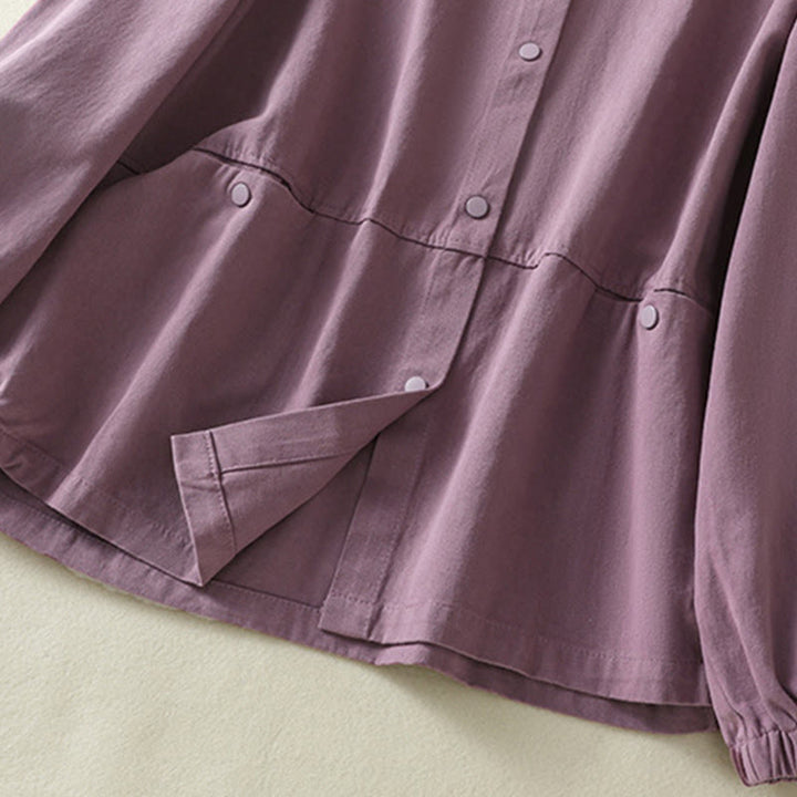 Veste en coton à col montant et boutons unis pour femme Buddha Stones - image 5