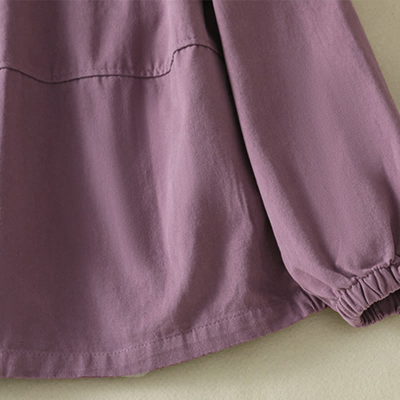 Veste en coton à col montant et boutons unis pour femme Buddha Stones - image 4