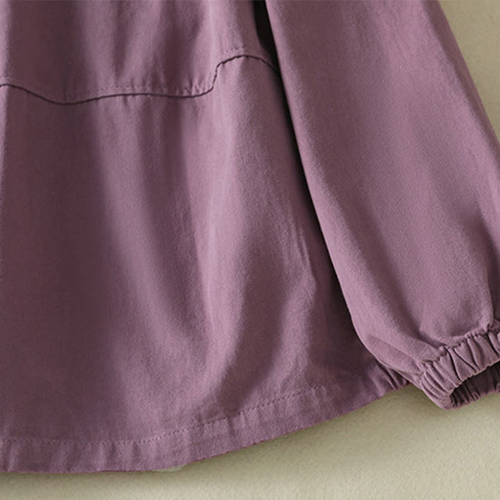 Veste en coton à col montant et boutons unis pour femme Buddha Stones - image 4