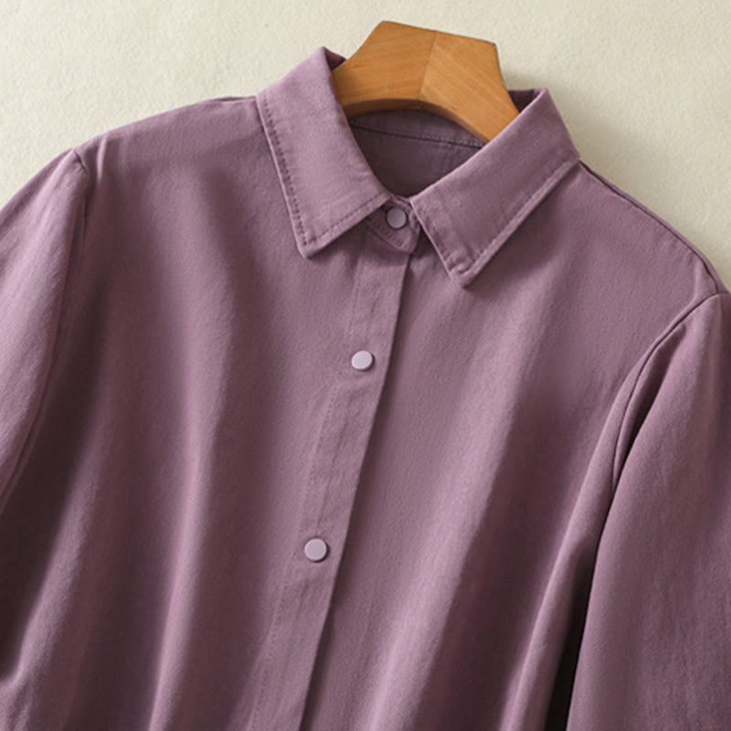 Veste en coton à col montant et boutons unis pour femme Buddha Stones - image 2