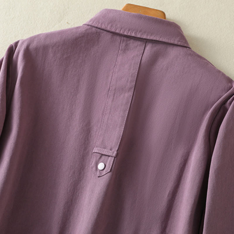 Veste en coton à col montant et boutons unis pour femme Buddha Stones - image 3