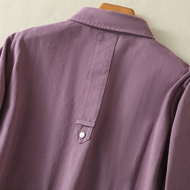 Veste en coton à col montant et boutons unis pour femme Buddha Stones - image 3