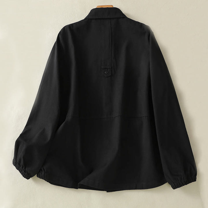 Veste en coton à col montant et boutons unis pour femme Buddha Stones - image 12