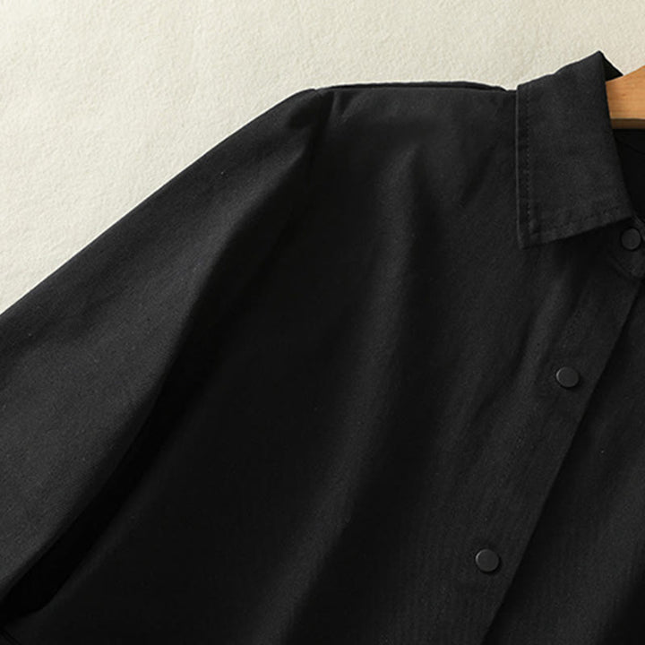 Veste en coton à col montant et boutons unis pour femme Buddha Stones - image 12