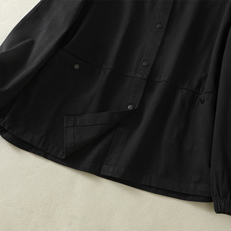 Veste en coton à col montant et boutons unis pour femme Buddha Stones - image 15