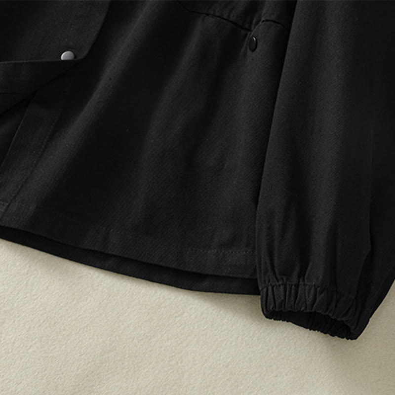 Veste en coton à col montant et boutons unis pour femme Buddha Stones - image 10