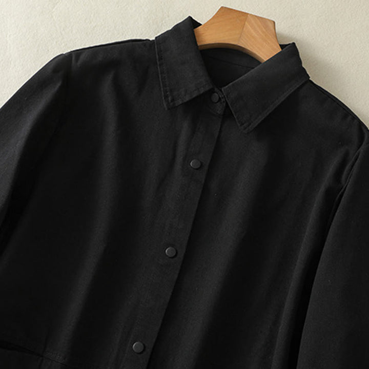 Veste en coton à col montant et boutons unis pour femme Buddha Stones - image 14