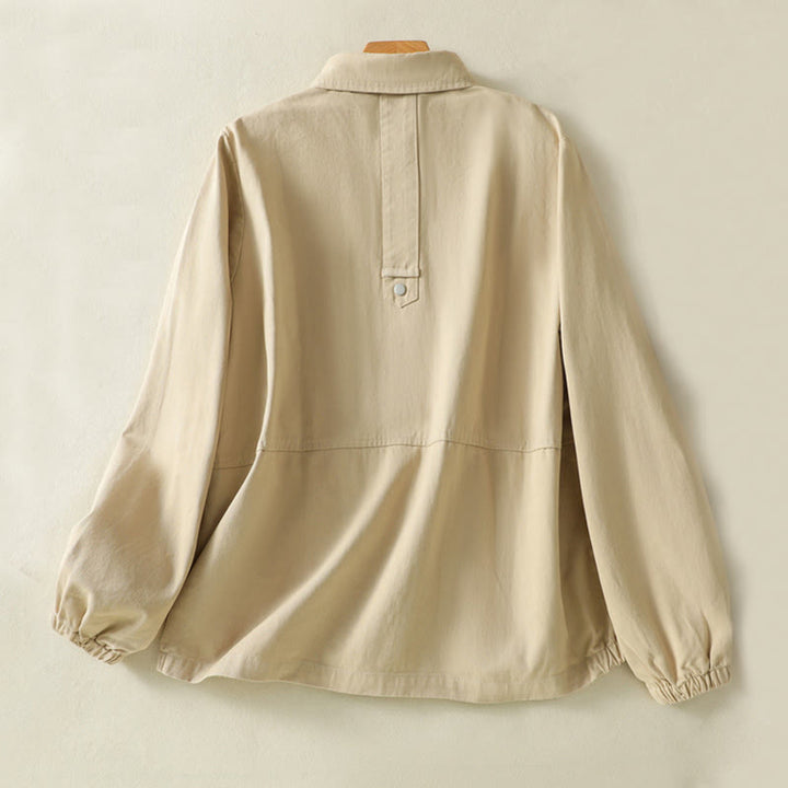 Veste en coton à col montant et boutons unis pour femme Buddha Stones - image 18