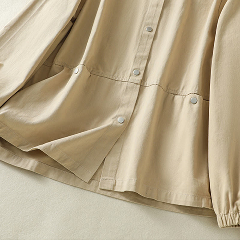 Veste en coton à col montant et boutons unis pour femme Buddha Stones - image 21