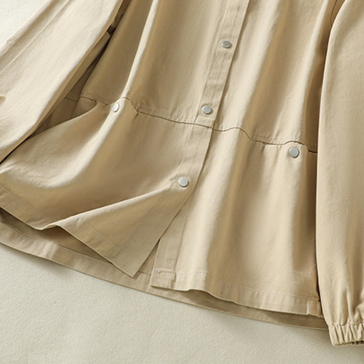 Veste en coton à col montant et boutons unis pour femme Buddha Stones - image 22