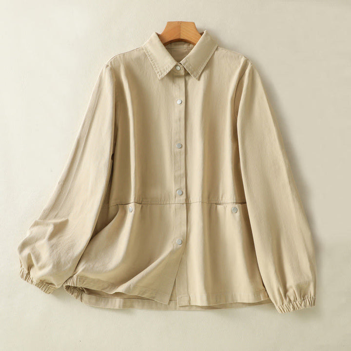Veste en coton à col montant et boutons unis pour femme Buddha Stones - Chiffon au citron - US14，UK/AU18，EU46 (2XL) - image 17