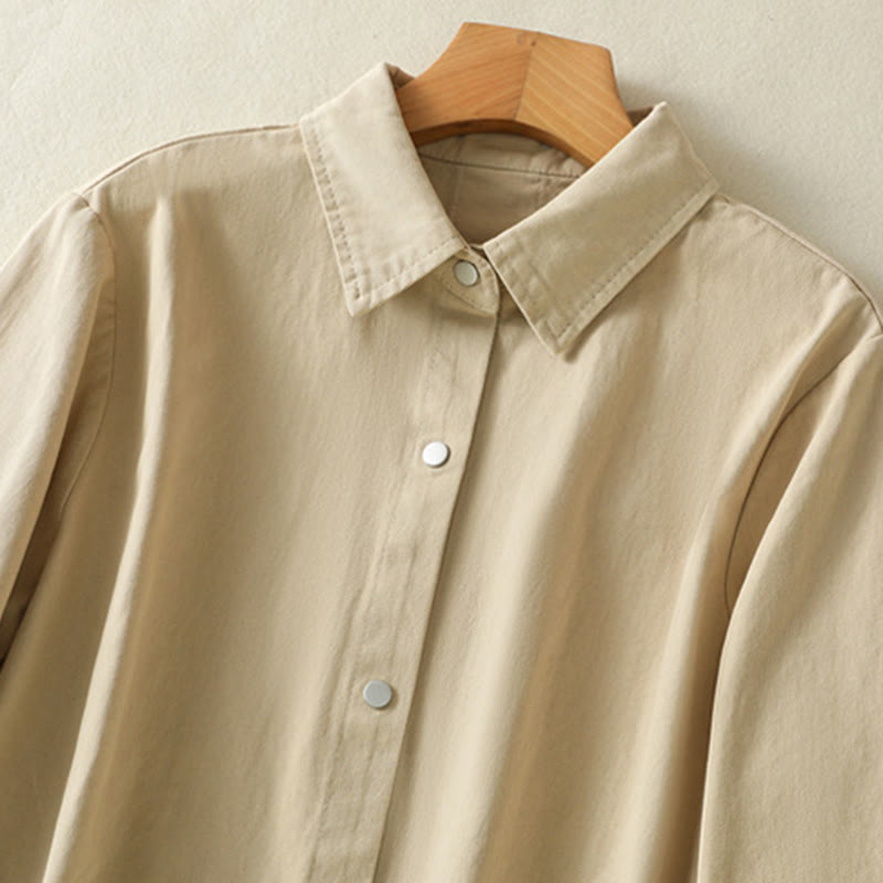 Veste en coton à col montant et boutons unis pour femme Buddha Stones - image 19