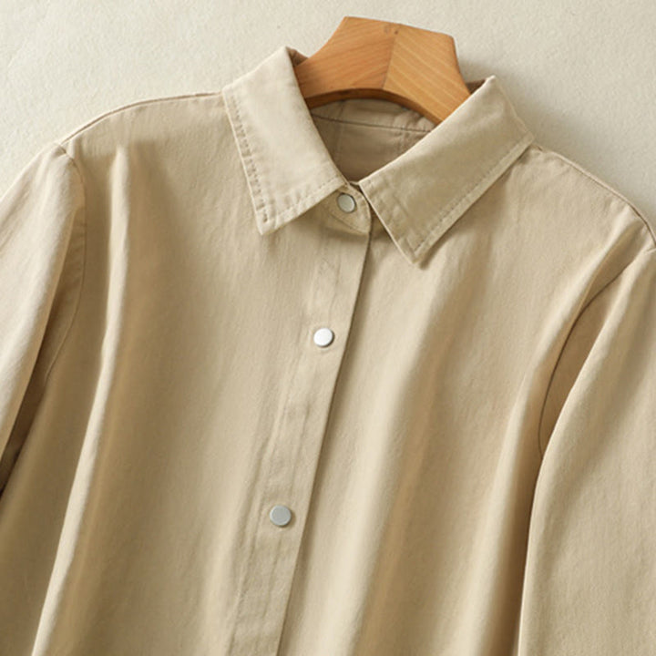 Veste en coton à col montant et boutons unis pour femme Buddha Stones - image 19