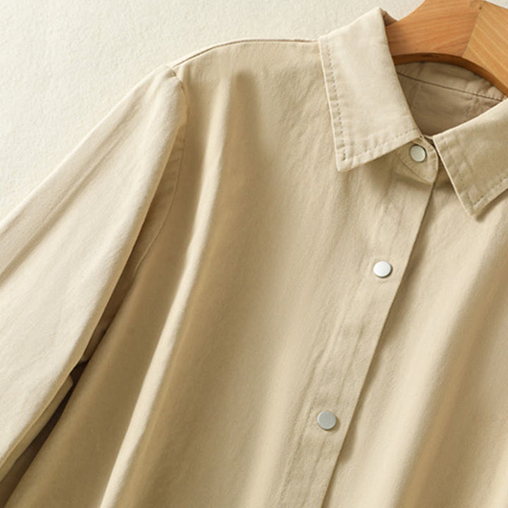 Veste en coton à col montant et boutons unis pour femme Buddha Stones - image 19