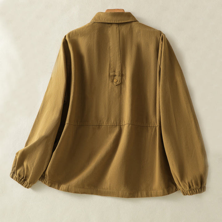 Veste en coton à col montant et boutons unis pour femme Buddha Stones - image 28