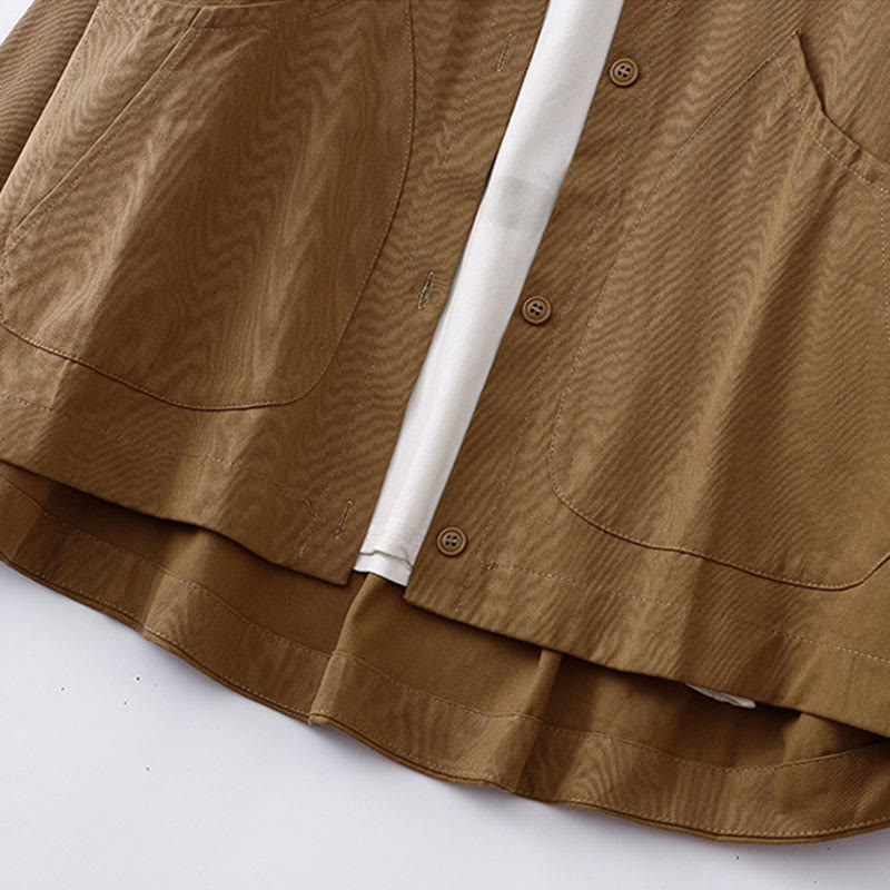 Veste en coton à manches longues et poches pour femme, motif Buddha Stones, couleur unie - image 3