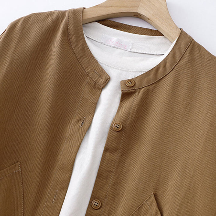 Veste en coton à manches longues et poches pour femme, motif Buddha Stones, couleur unie - image 2