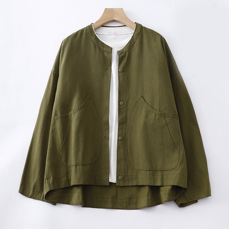 Veste en coton à manches longues et poches pour femme, motif Buddha Stones, couleur unie - Olive - US14，UK/AU18，EU46 (2XL) - image 16