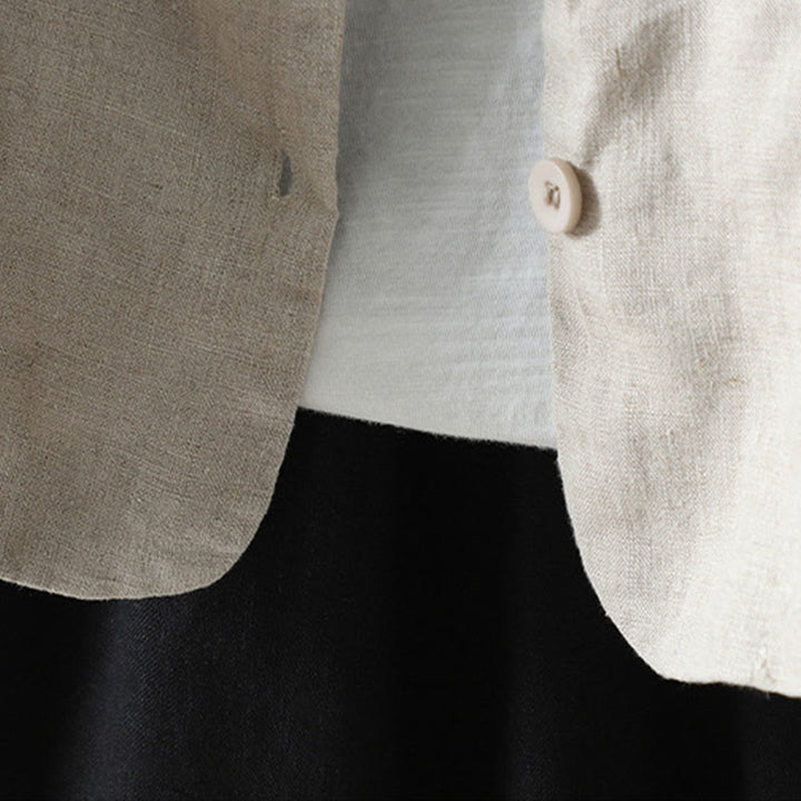 Veste en coton à col en V et poches pour femme, motif Buddha Stones, couleur pure - image 3