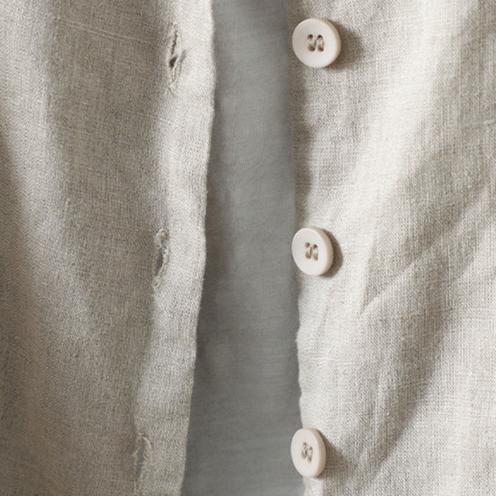 Veste en coton à col en V et poches pour femme, motif Buddha Stones, couleur pure - image 6