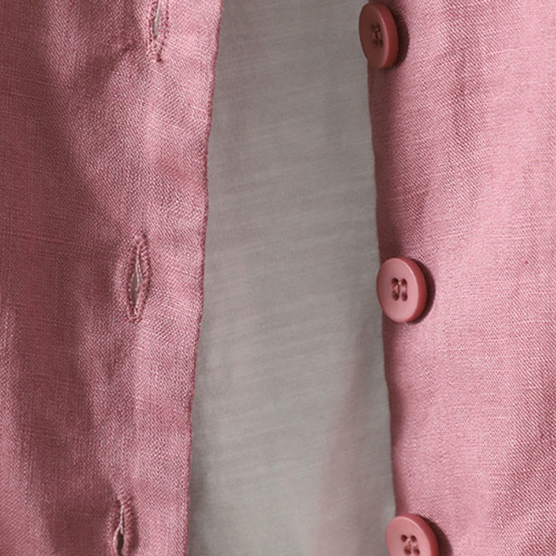 Veste en coton à col en V et poches pour femme, motif Buddha Stones, couleur pure - image 13