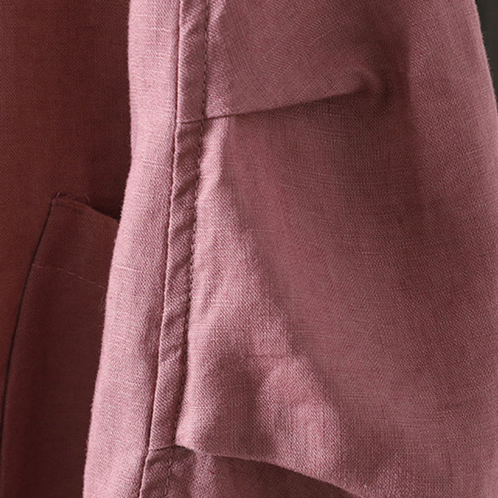 Veste en coton à col en V et poches pour femme, motif Buddha Stones, couleur pure - image 9