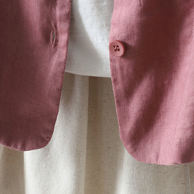 Veste en coton à col en V et poches pour femme, motif Buddha Stones, couleur pure - image 10