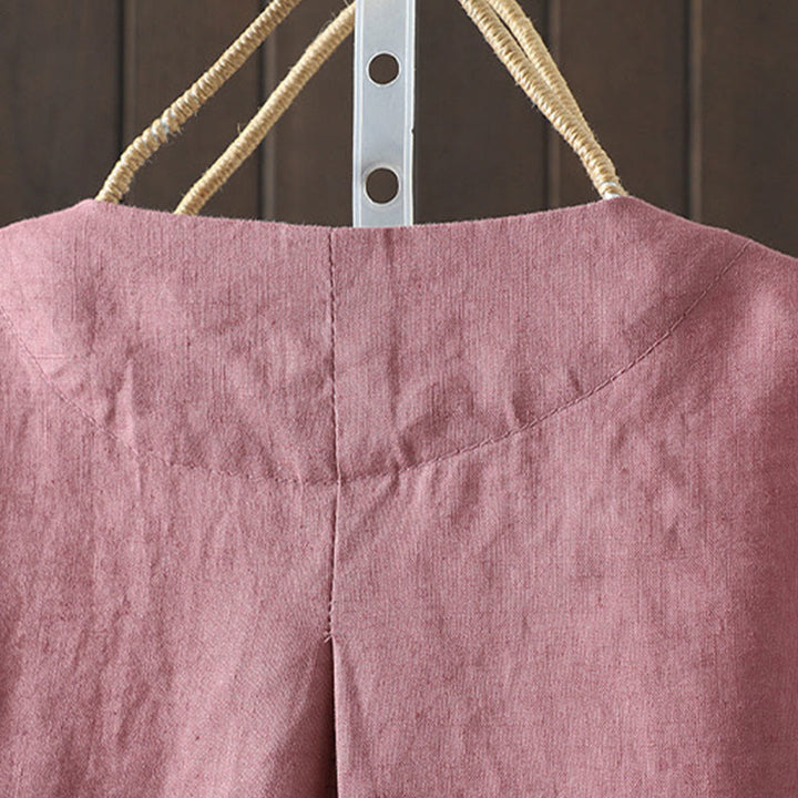 Veste en coton à col en V et poches pour femme, motif Buddha Stones, couleur pure - image 16