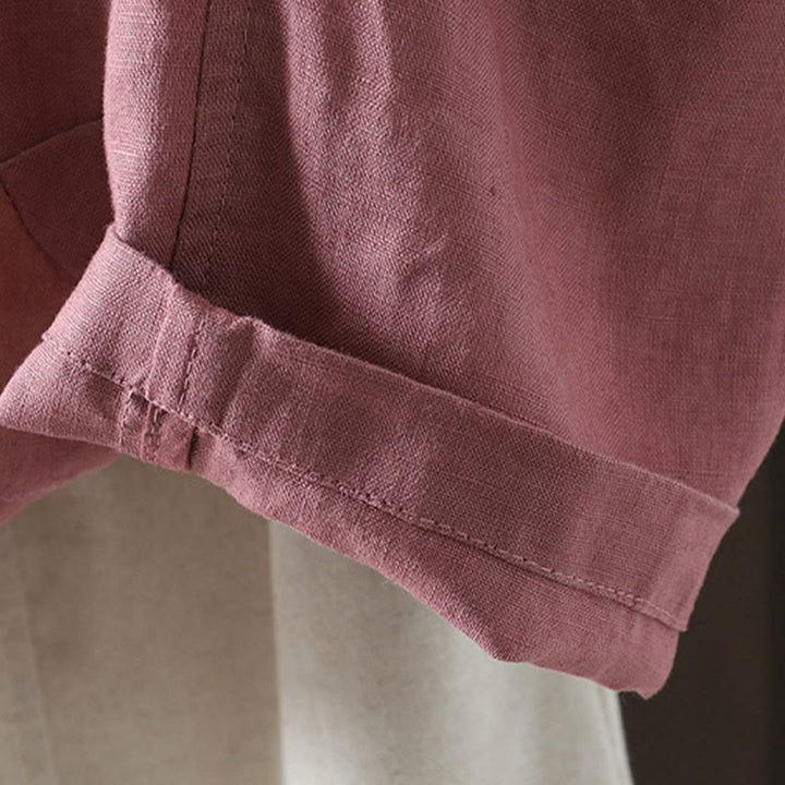 Veste en coton à col en V et poches pour femme, motif Buddha Stones, couleur pure - image 13