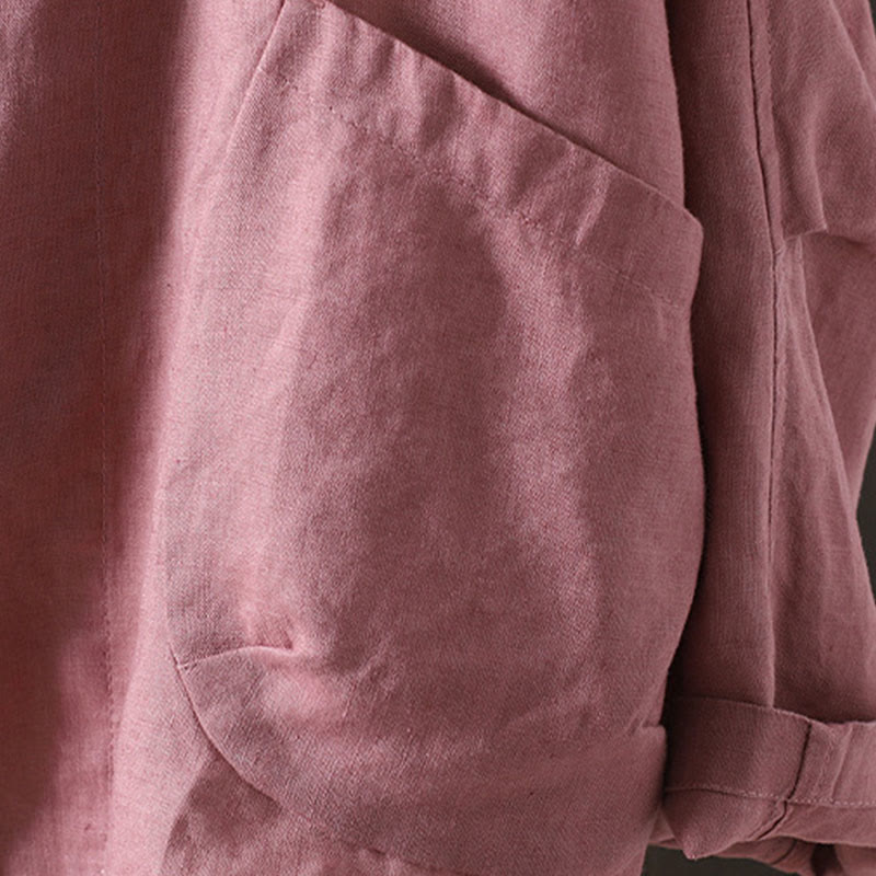 Veste en coton à col en V et poches pour femme, motif Buddha Stones, couleur pure - image 11