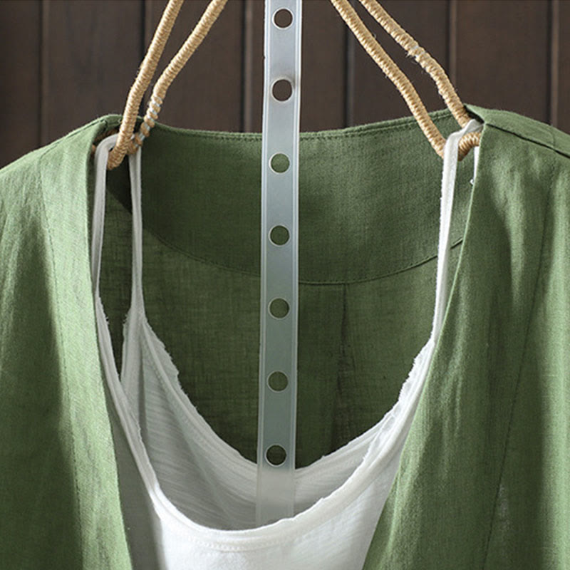 Veste en coton à col en V et poches pour femme, motif Buddha Stones, couleur pure - image 19