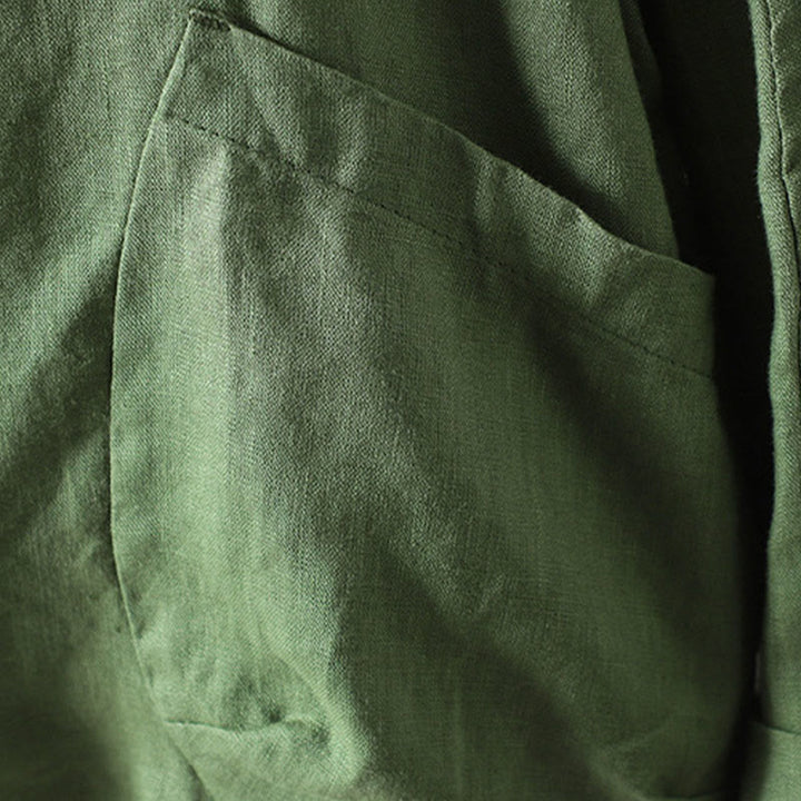 Veste en coton à col en V et poches pour femme, motif Buddha Stones, couleur pure - image 22