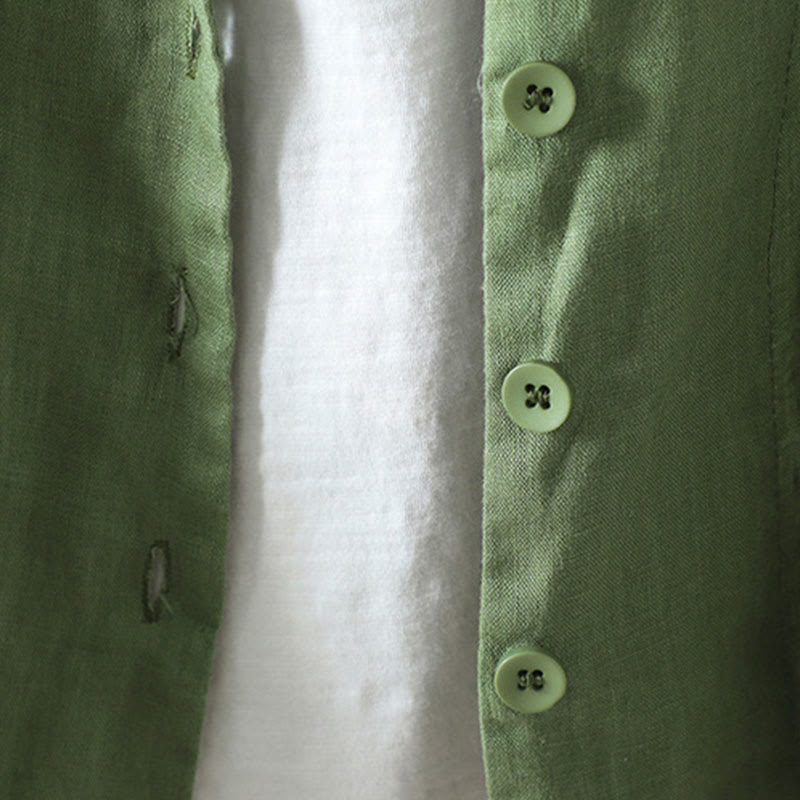 Veste en coton à col en V et poches pour femme, motif Buddha Stones, couleur pure - image 19