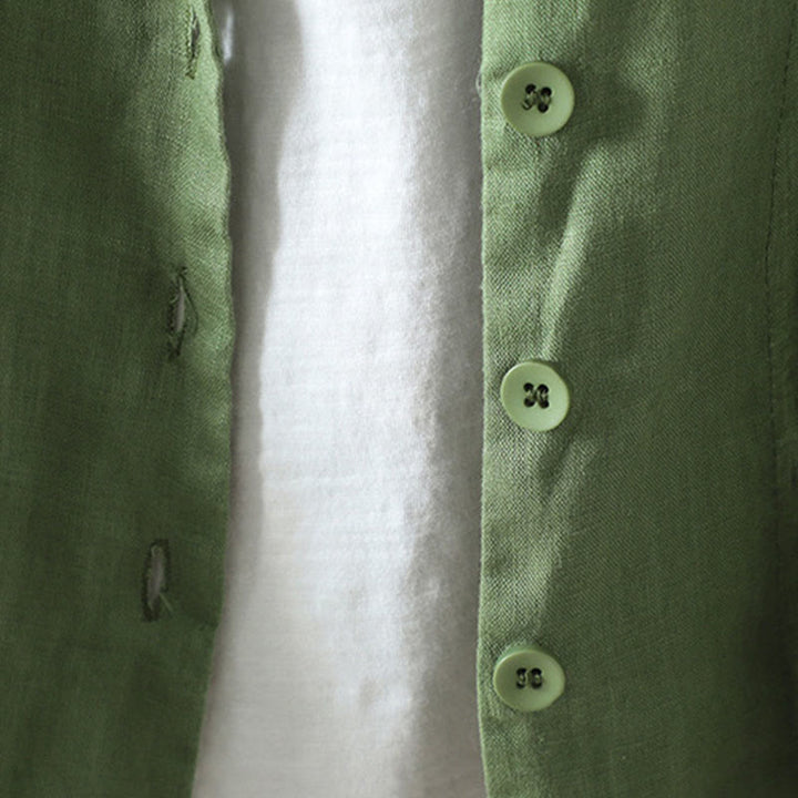 Veste en coton à col en V et poches pour femme, motif Buddha Stones, couleur pure - image 19