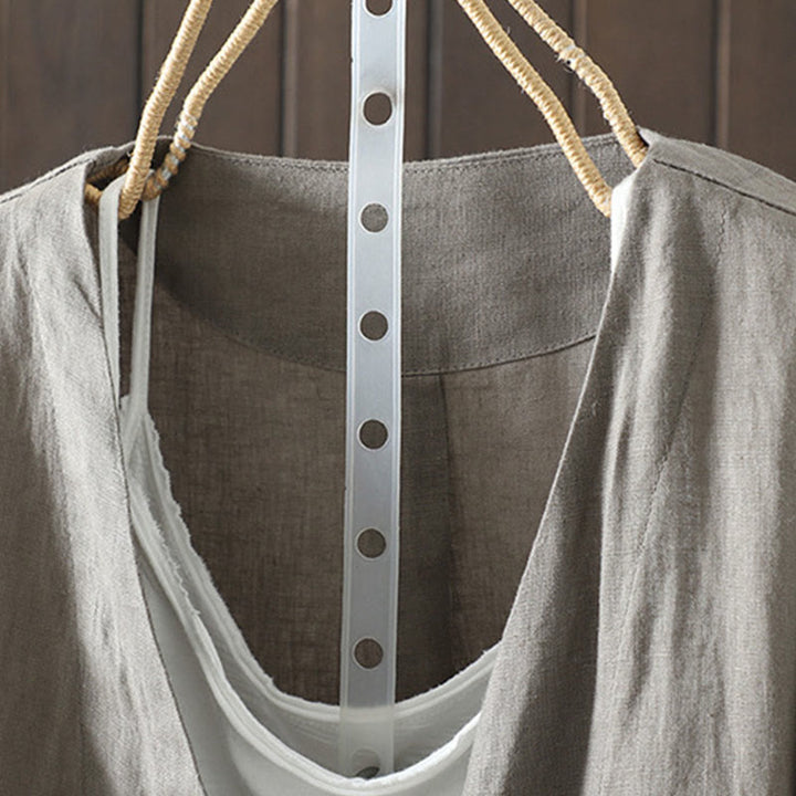 Veste en coton à col en V et poches pour femme, motif Buddha Stones, couleur pure - image 24