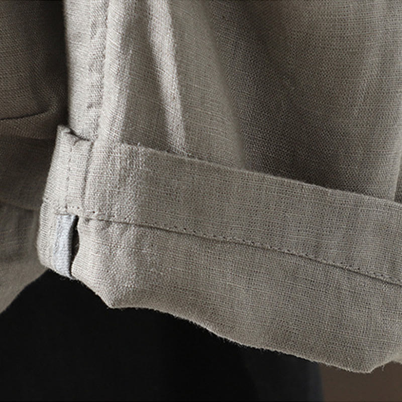 Veste en coton à col en V et poches pour femme, motif Buddha Stones, couleur pure - image 26