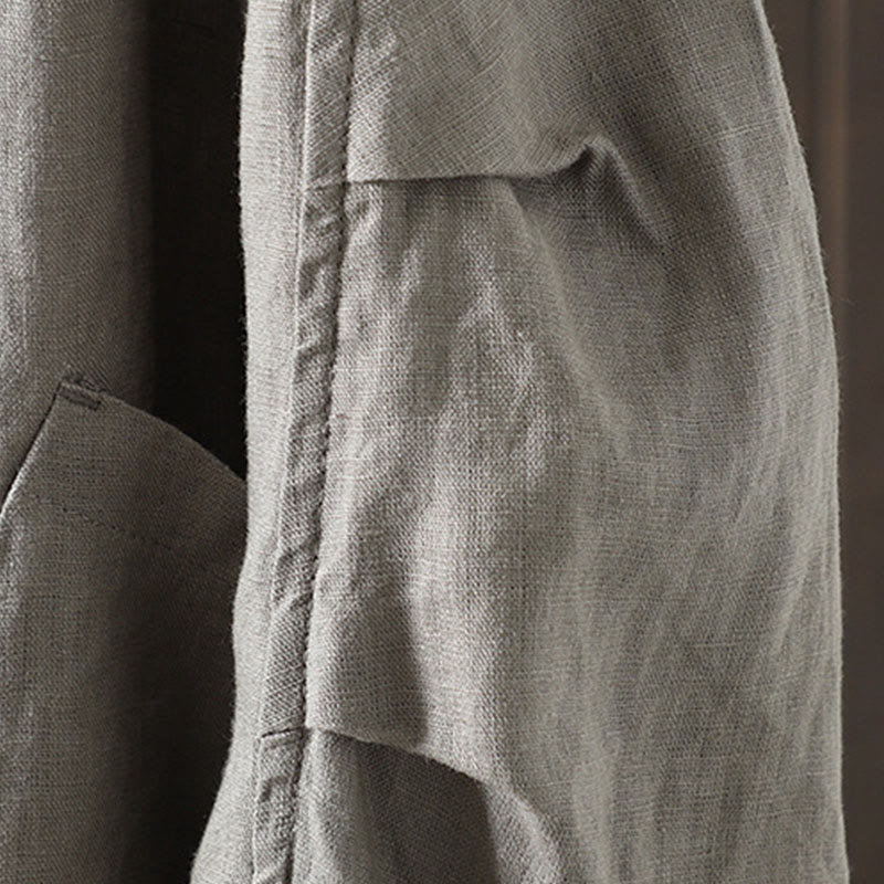 Veste en coton à col en V et poches pour femme, motif Buddha Stones, couleur pure - image 25